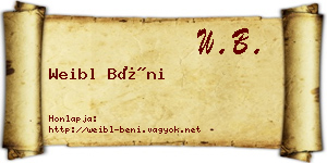 Weibl Béni névjegykártya